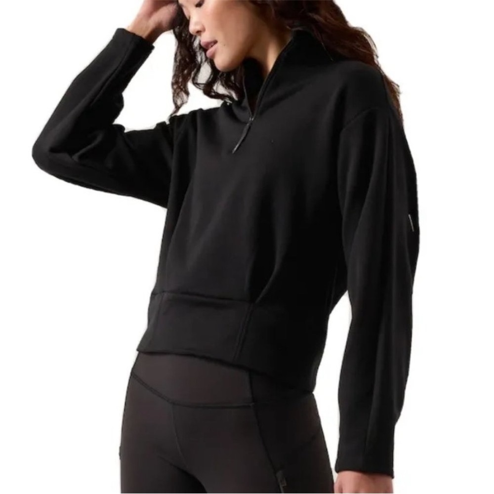 ATHLETA Altitude Polartec Half Zip Sweatshirt Small Black Jacket Pullover